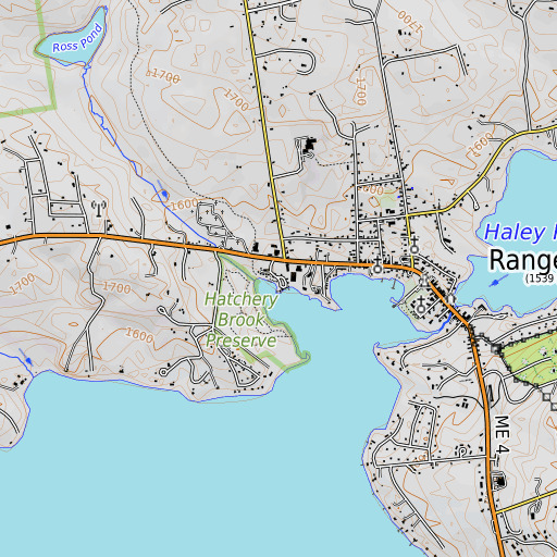 OpenTopoMap map of Hatchery Brook, ME