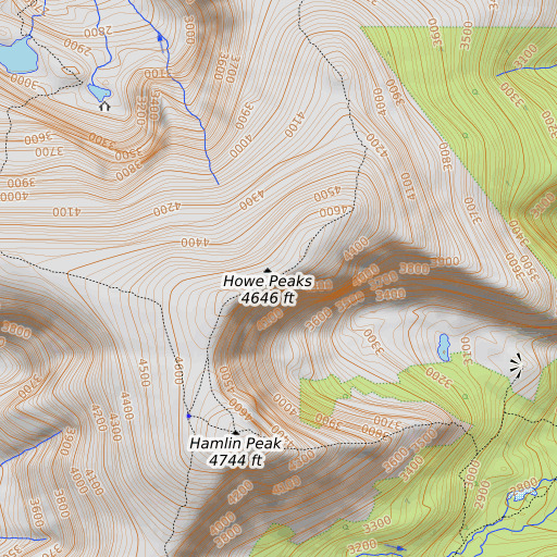 OpenTopoMap map of Howe Peaks, ME