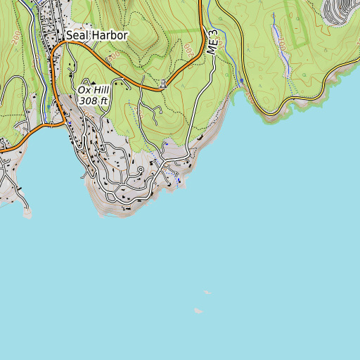OpenTopoMap map of Ingraham Point, ME