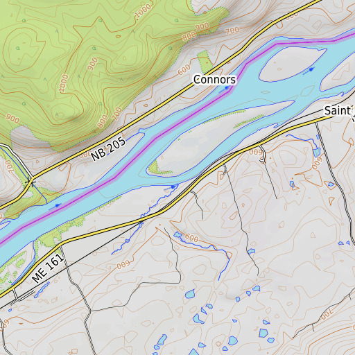 OpenTopoMap map of Kelly Brook, ME