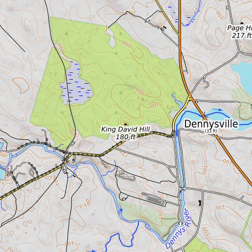 OpenTopoMap map of King David Hill, ME