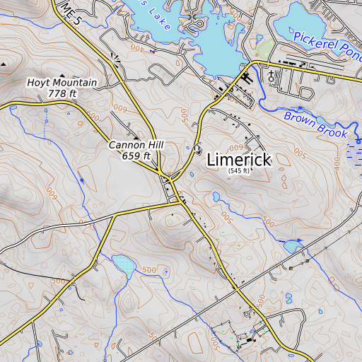 OpenTopoMap map of Limerick, ME