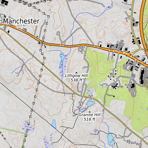 OpenTopoMap map of Lithgow Hill, ME