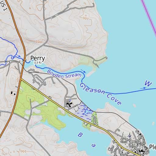 OpenTopoMap map of Little River, ME