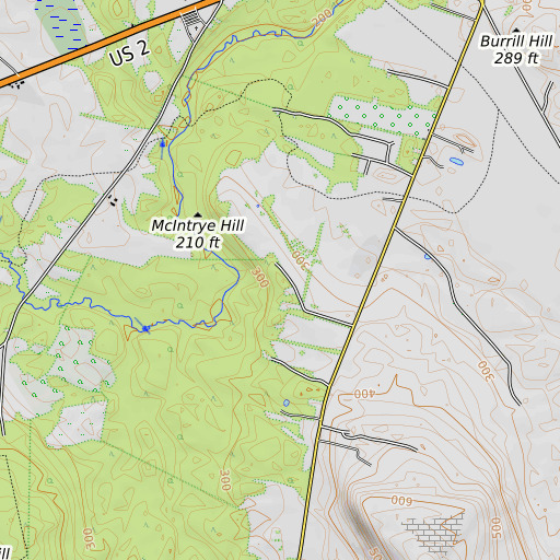 OpenTopoMap map of McIntrye Hill, ME