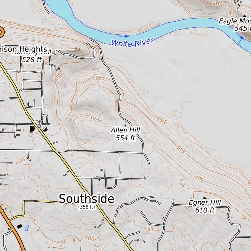 OpenTopoMap map of Allen Hill, AR