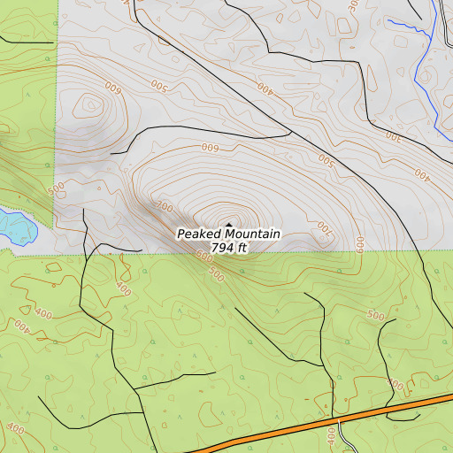 OpenTopoMap map of Peaked Mountain, ME