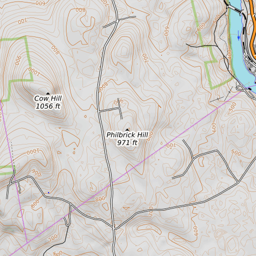 OpenTopoMap map of Philbrick Hill, ME