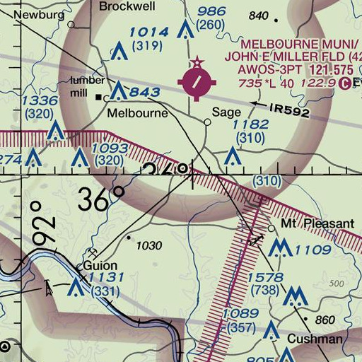 FAA VFR chart of Bat Knob Hill, AR