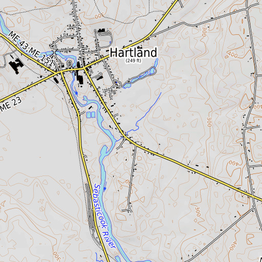 OpenTopoMap map of Pratt Brook, ME