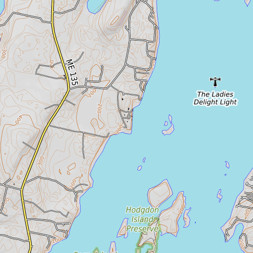 OpenTopoMap map of Robbins Point, ME