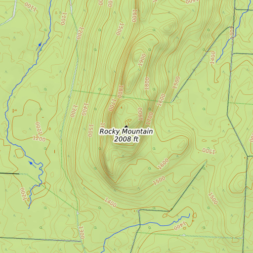 OpenTopoMap map of Rocky Mountain, ME
