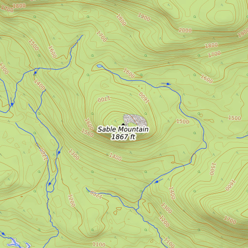 OpenTopoMap map of Sable Mountain, ME