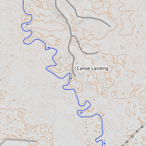 OpenTopoMap map of Canoe Landing, AR