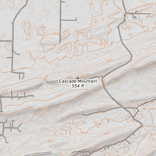 OpenTopoMap map of Cascade Mountain, AR
