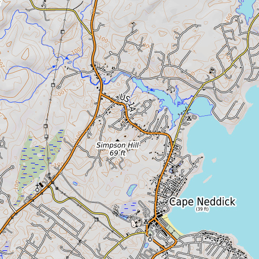 OpenTopoMap map of Simpson Hill, ME