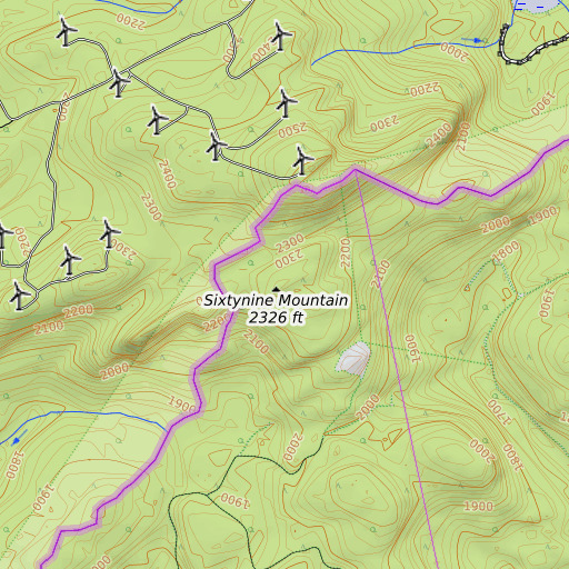 OpenTopoMap map of Sixtynine Mountain, ME