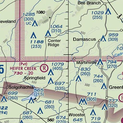 FAA VFR chart of Cole Mountain, AR