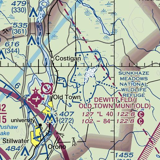 FAA VFR chart of Sunkhaze Meadows, ME