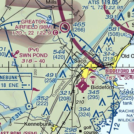 FAA VFR chart of Swan Pond Brook, ME