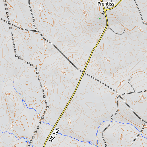 OpenTopoMap map of Thompson Corners, ME