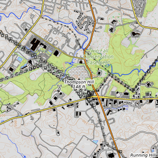 OpenTopoMap map of Thompson Hill, ME