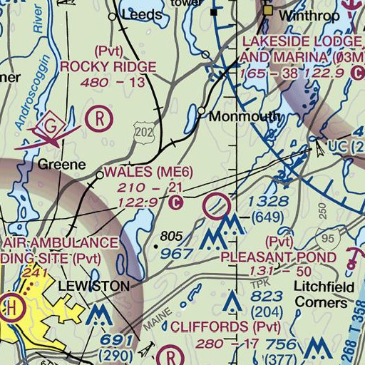 FAA VFR chart of Thompson Hill, ME