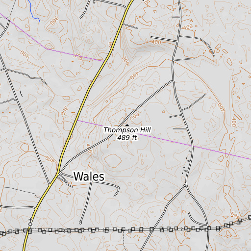 OpenTopoMap map of Thompson Hill, ME