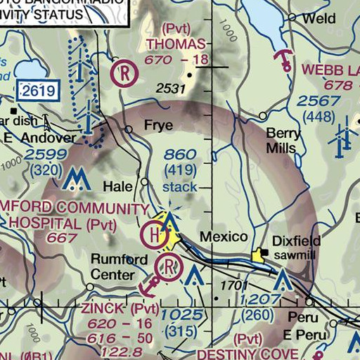 FAA VFR chart of Thompson Hill, ME