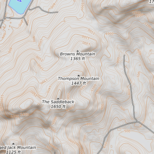 OpenTopoMap map of Thompson Mountain, ME