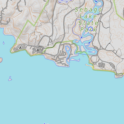 OpenTopoMap map of Thompson Point, ME
