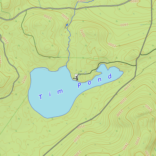 OpenTopoMap map of Tim Pond Camp, ME