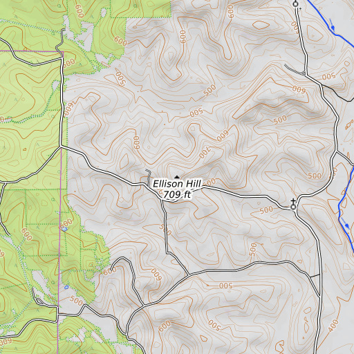 OpenTopoMap map of Ellison Hill, AR
