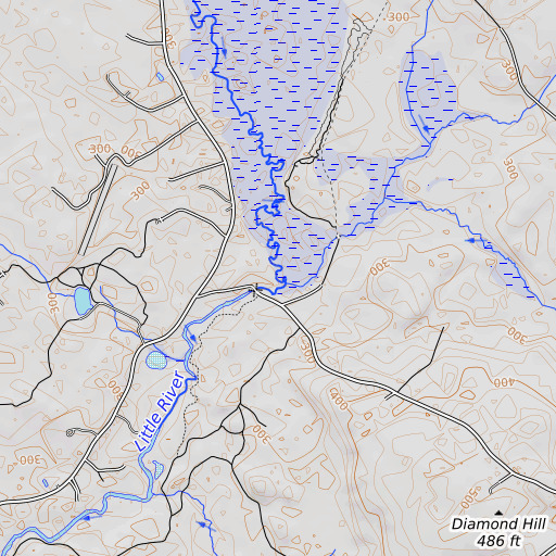 OpenTopoMap map of Togue Brook, ME