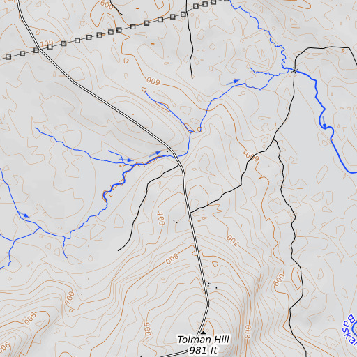 OpenTopoMap map of Tolman School, ME