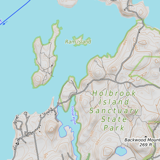 OpenTopoMap map of Tom Cod Cove, ME