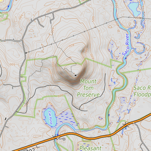 OpenTopoMap map of Mount Tom, ME