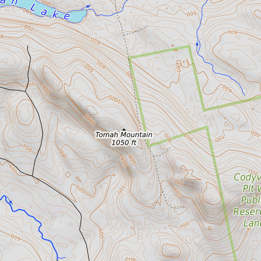 OpenTopoMap map of Tomah Mountain, ME