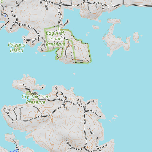 OpenTopoMap map of Toothacher Ledge, ME