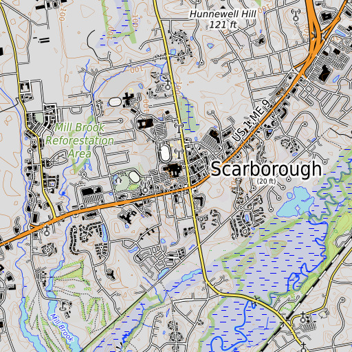 OpenTopoMap map of Township High School, ME