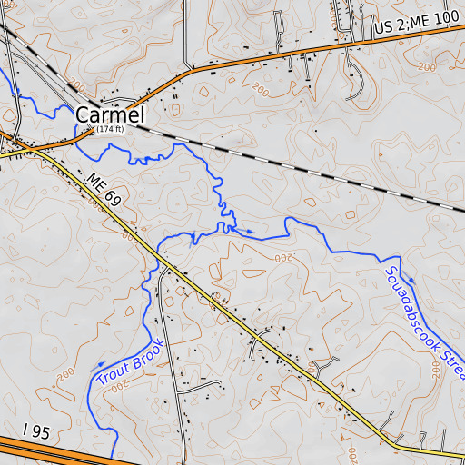 OpenTopoMap map of Tracy Brook, ME