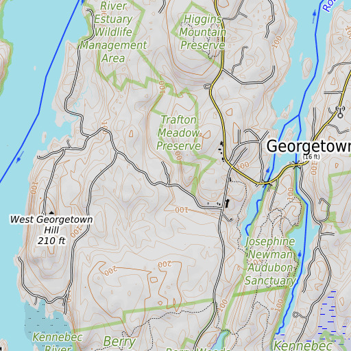 OpenTopoMap map of Traffton Meadow, ME