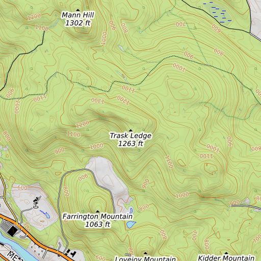 OpenTopoMap map of Trask Ledge, ME