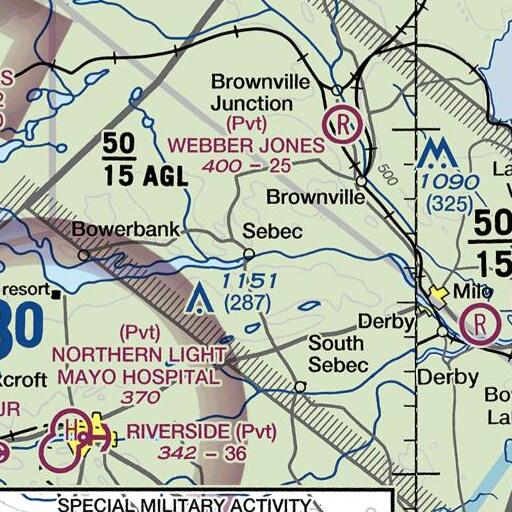 FAA VFR chart of Trout Brook, ME