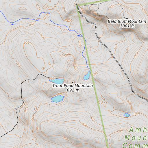 OpenTopoMap map of Trout Pond Mountain, ME