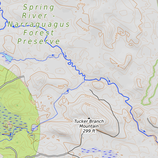 OpenTopoMap map of Tucker Brook, ME