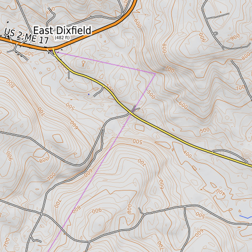 OpenTopoMap map of Tucker Valley Brook, ME