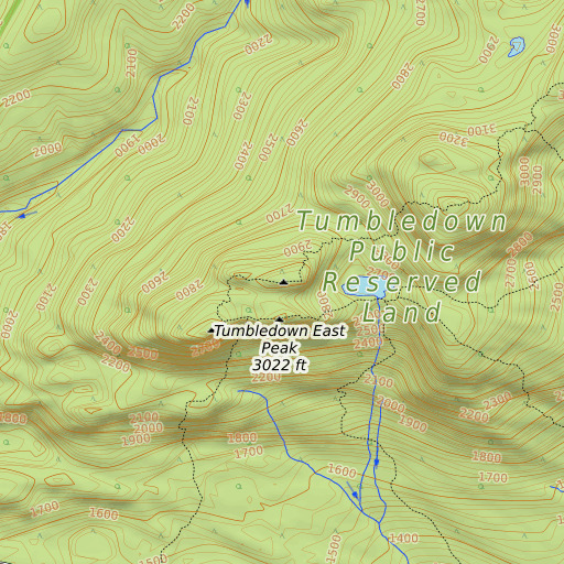 OpenTopoMap map of Tumbledown Mountain, ME