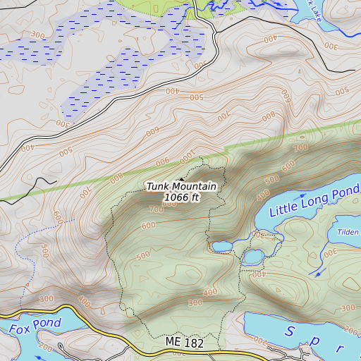 OpenTopoMap map of Tunk Mountain, ME