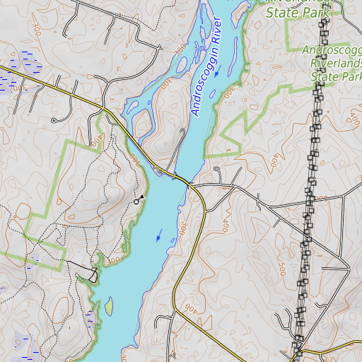 OpenTopoMap map of Turner Bridge, ME